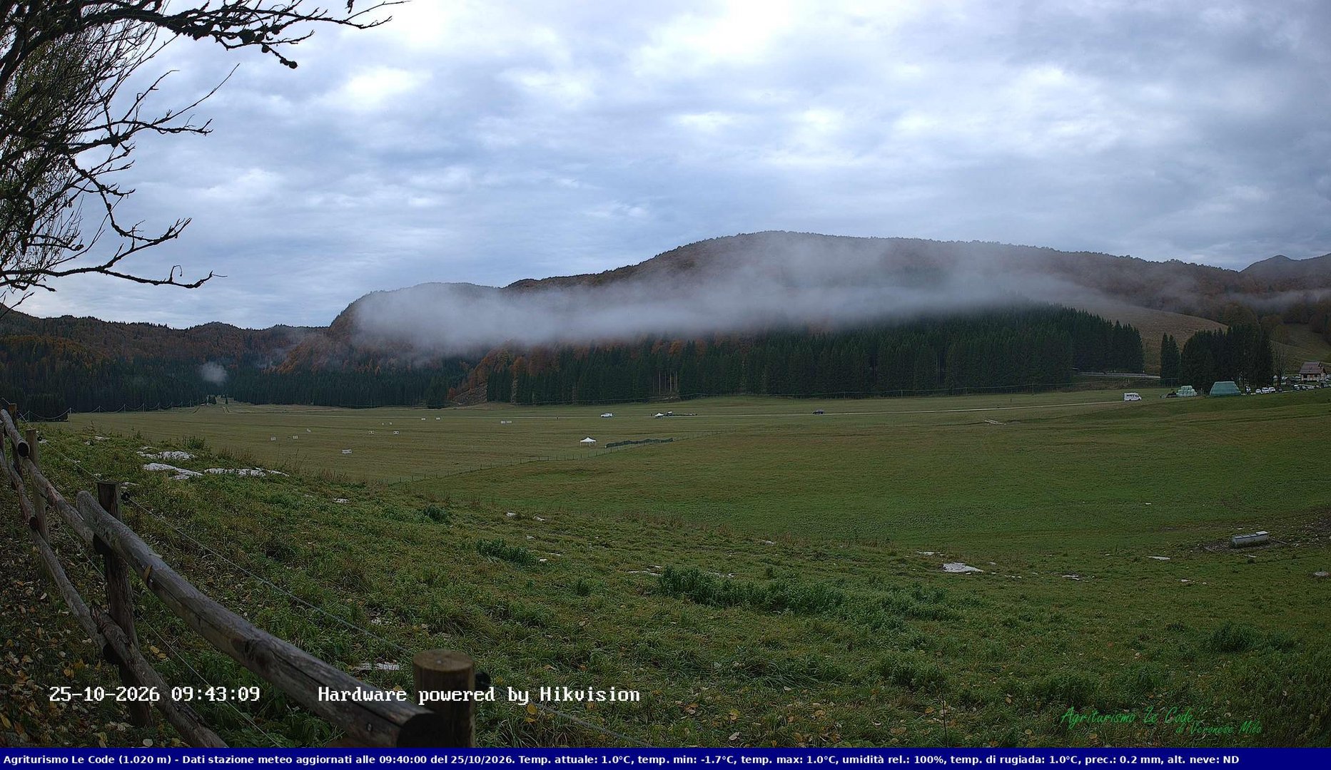 view from Webcam Cansiglio - verso la piana dei "Bech" on 2026-10-25