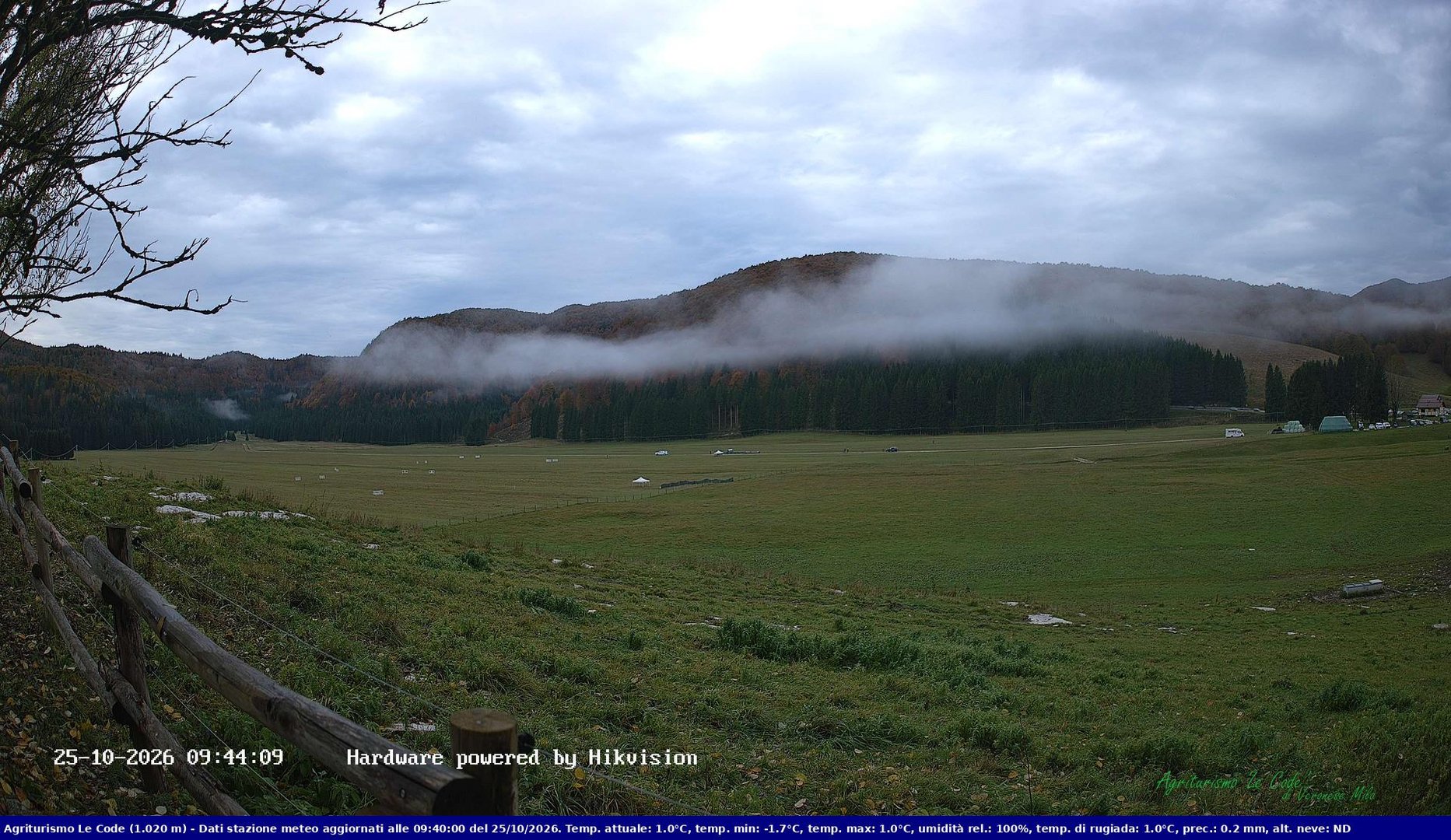 view from Webcam Cansiglio - verso la piana dei "Bech" on 2026-10-25