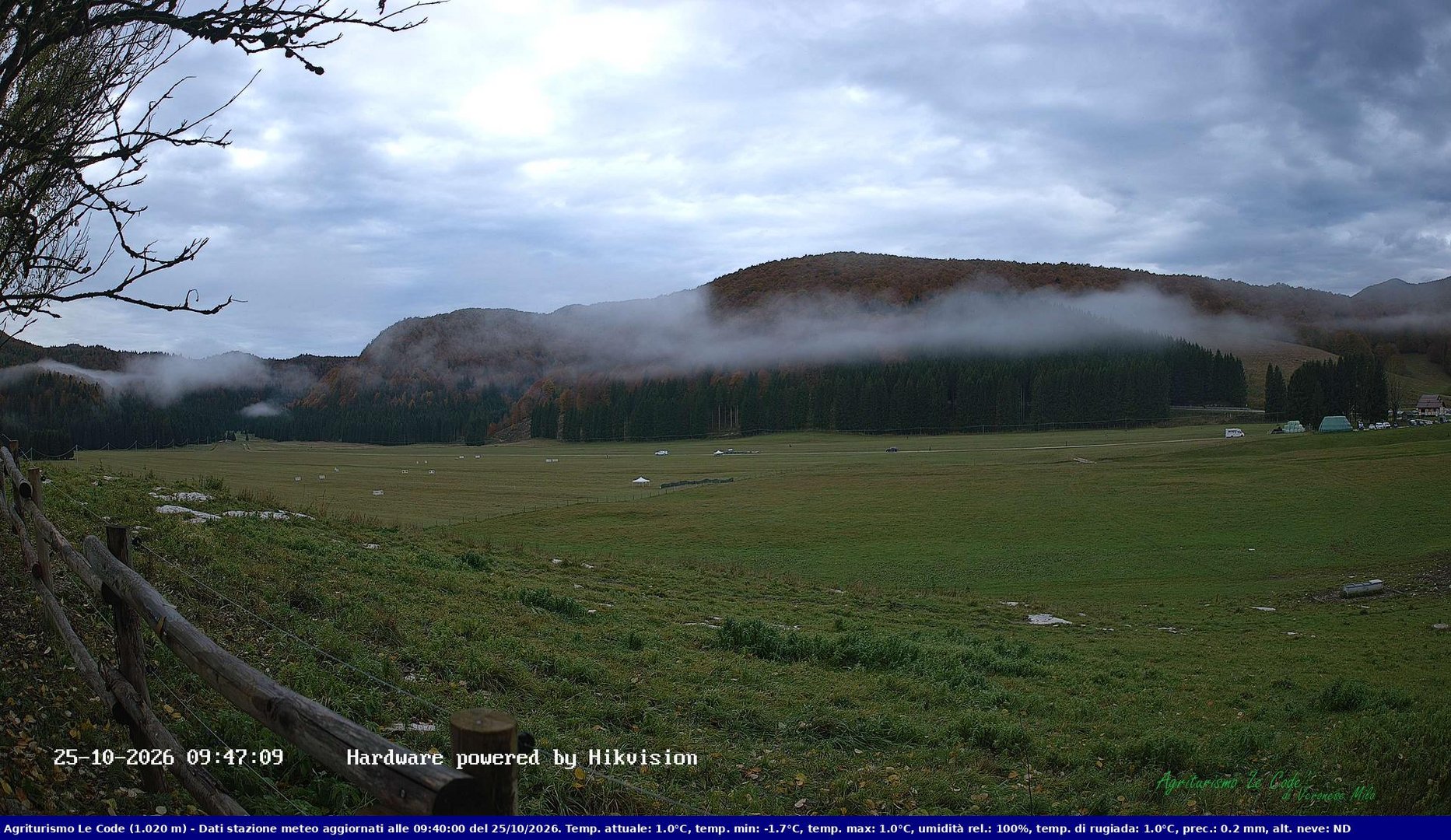 view from Webcam Cansiglio - verso la piana dei "Bech" on 2026-10-25