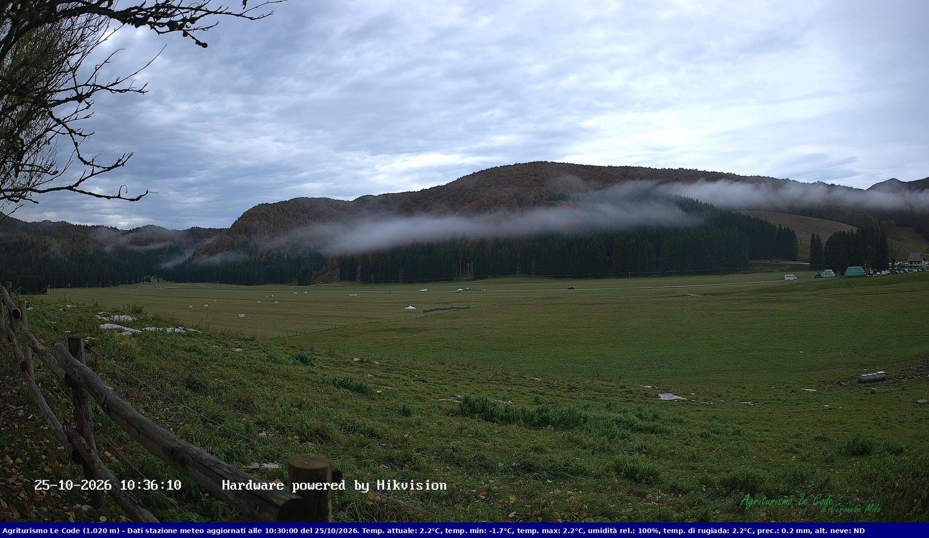 view from Webcam Cansiglio - verso la piana dei "Bech" on 2026-10-25