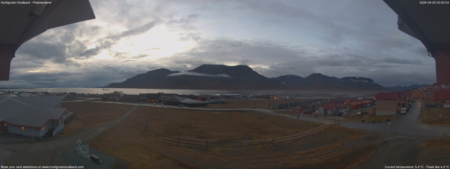 time-lapse frame, Hurtigruten Svalbard - Hiorthfjellet webcam