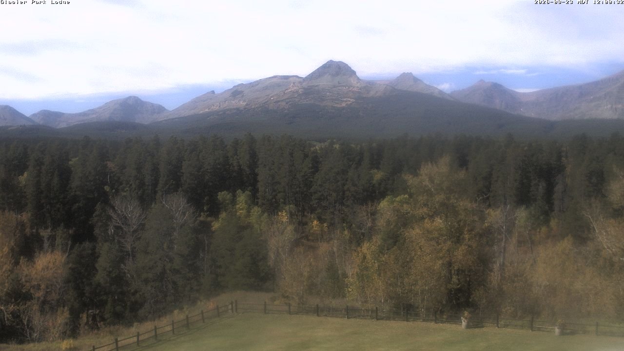 view from Glacier Park Lodge on 2026-09-23