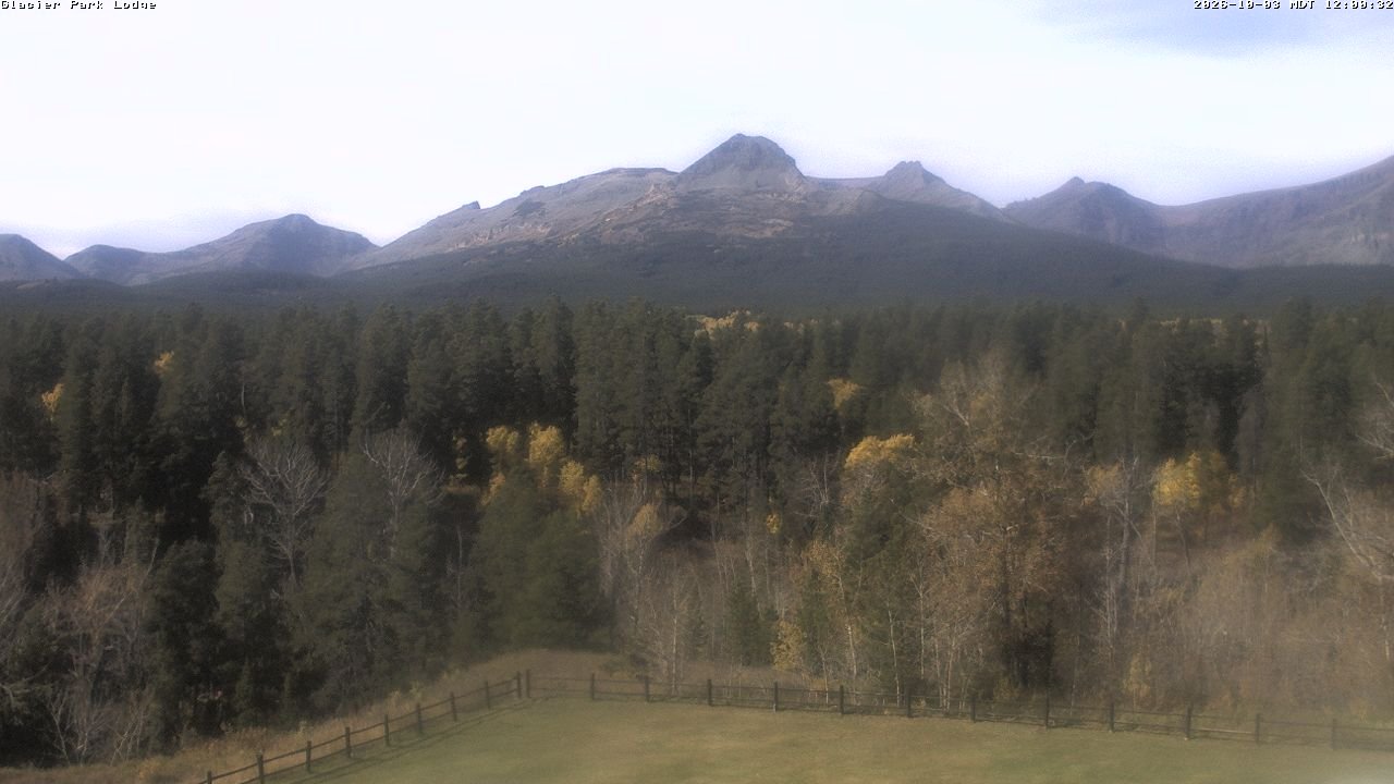view from Glacier Park Lodge on 2026-10-03