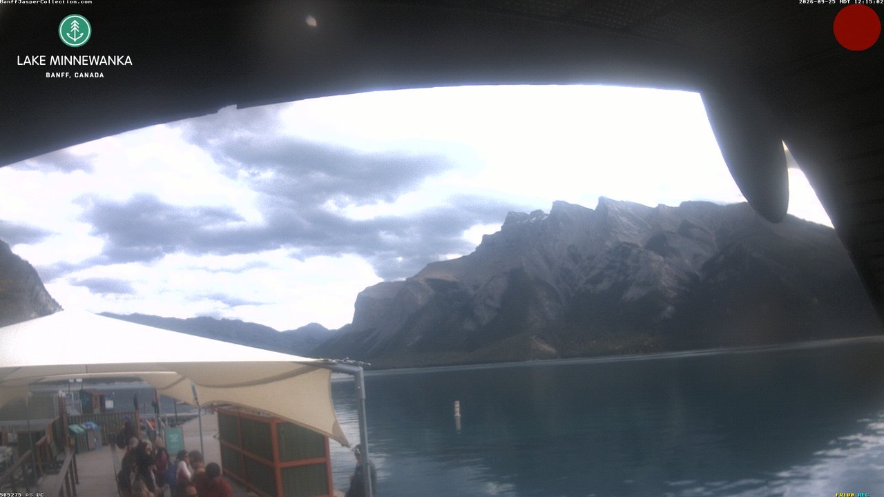 time-lapse frame, Lake Minnewanka webcam